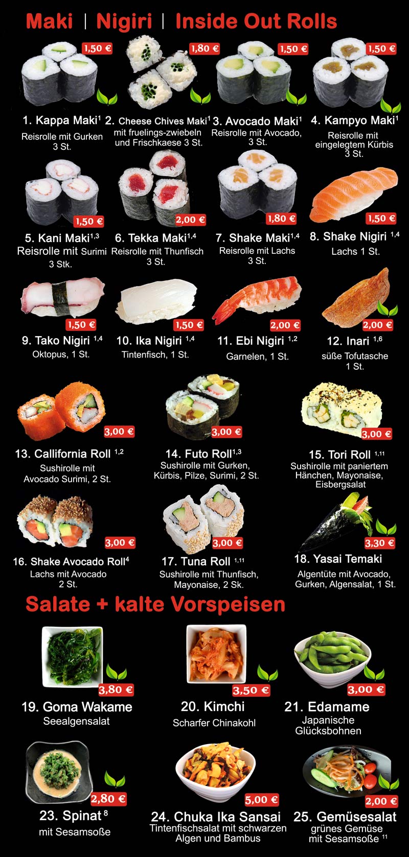 speisekarte Ichi Asia Restaurant